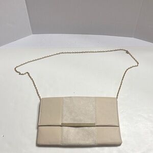 Urban Expressions Chic Beige Clutch with Gold Chain